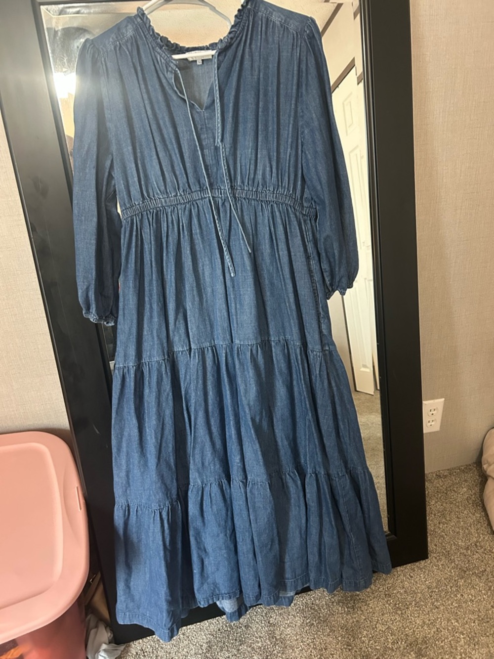 Dainty Jewells Blue Tiered Denim Long Sleeve Dress